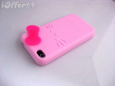 husa protectie silicon Hello Kitty iphone 4 4S expediere gratuita + folie protectie ecran foto