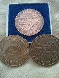 Lot 3 medalii Inaugurarea noilor poduri dunarene, 196 grame, 100 roni lotul sau 50 roni bucata + taxele postale = 200 roni lotul