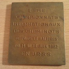 Medalie Franta II Eme Championnats internationaux des cheminots de poids et halteres du 14 au 18 jiun 1962 en URSS