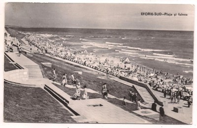 carte postala(ilustrata)-EFORIE SUD -Plaja si faleza foto