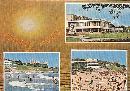 Eforie Nord, Apus de soare pe mare, vedere carte postala, circulata 1987