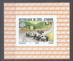 Ivory Coast 1981 Masini Grand Prix Franta 75-a aniversare 125F colita imperf. MNH S.579 foto