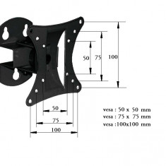 SUPORT LED LCD TV CU INCLINATIE ORIZONTALA SI VERTICALA DIAGONALA MAXIM 66 CM