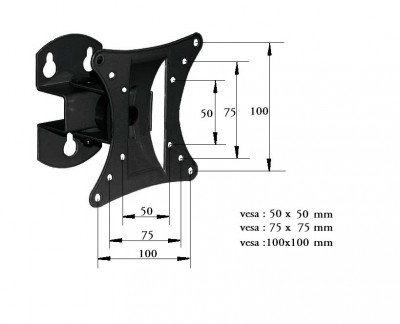 SUPORT LED LCD TV CU INCLINATIE ORIZONTALA SI VERTICALA DIAGONALA MAXIM 66 CM foto