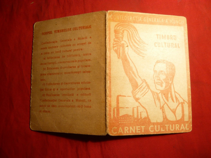 Carnet CGM -Cultural ,cu 4 Timbre fiscale ,cca 1948