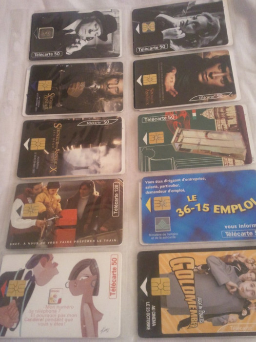 Lot 20 cartele telefonice Franta 7 cu SIM + folie de plastic + taxele postale = 50 roni