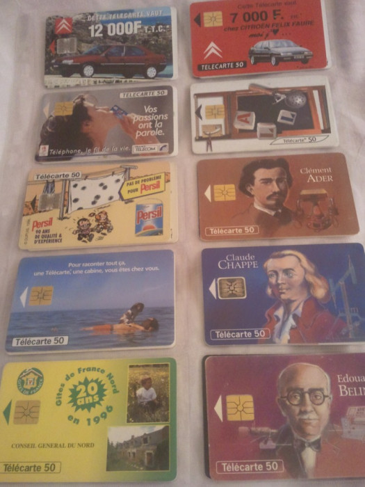 Lot 20 cartele telefonice Franta 4 cu SIM + folie de plastic + taxele postale = 50 roni