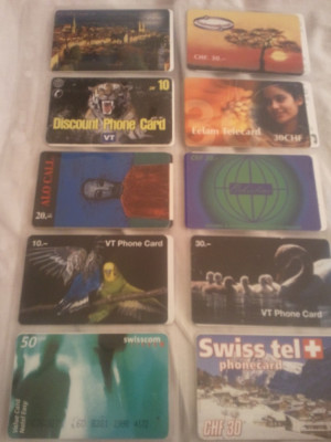 Lot 20 cartele telefonice Elvetia + folie de plastic + taxele postale = 30 roni foto