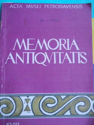 MEMORIA ANTIQVITATIS XVIII /PIATRA NEAMT 1992 / 351 PAGINI foto