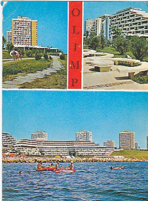 Olimp, hotel Oltenia, Amfiteatru, vedere carte postala, circulata 1976 foto