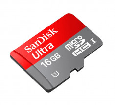 Card memorie Ultra Rapid SanDisk 16GB Micro SD SDHC Clasa 10 30MB/s 200X MicroSD Tableta Telefon Android + Adaptor SD SDSDQUA-016G-U46A - GARANTIE foto