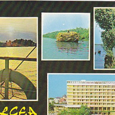 Tulcea, bratul Sulina, hotel Delta, vedere carte postala circulata 1981