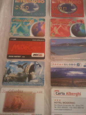 Lot 20 cartele telefonice Italia 19 + folie de plastic + taxele postale = 30 roni foto