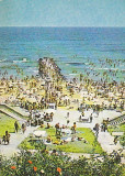 Eforie Sud, plaja, vedere carte postala circulata 1977, Fotografie