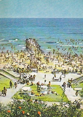 Eforie Sud, plaja, vedere carte postala circulata 1977 foto