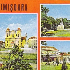 Timisoara Piata Unirii, Parcul Central, vedere carte postala circulata 1987