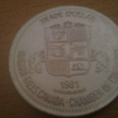 Medalie Canada - Niagara Falls - Chamber of Commerce - Trade Dollar 1981 - The Legendary Indian Maid of the Mist, 12,90 grame