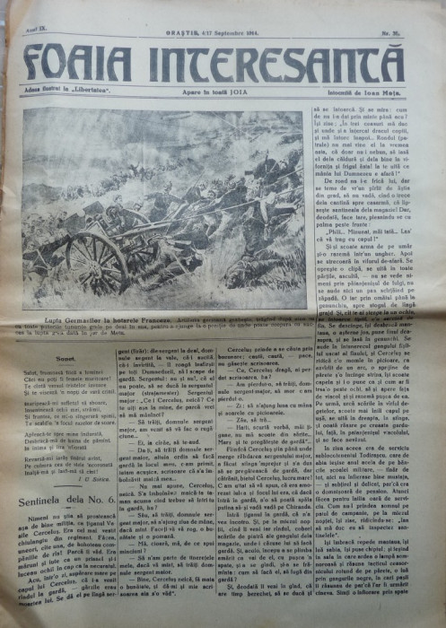 Foaia interesanta , Orastie , 17 sept. 1914 ; Intocmita de Ioan Mota