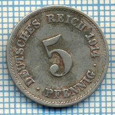 932 MONEDA - GERMANIA - 5 PFENNIG -anul 1914 F -starea care se vede foto