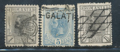 RFL 1895-1900 ROMANIA Spic de Grau 3 timbre cu stampile deosebite, goarna, gratar, navala de bord foto