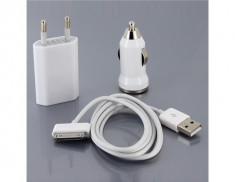 Incarcator 3 in 1 priza + auto + cablu USB Apple iPhone 3G 3GS 4 4S iPod foto