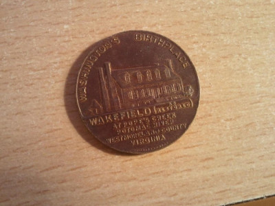 Medalie Washington&amp;#039;s Bithplace Wakefield Bicentennial 1732-1932 foto