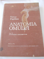 ANATOMIA OMULUI - APARATUL LOCOMOTOR VOL 1 - VICTOR PAPILIAN , EDITIA A V A . foto