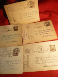 5 Carti Postale Militare 1949-1950 -pt. Ministerul de Interne, Circulata, Printata