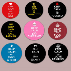 Insigne &amp;quot;Citate Keep Calm&amp;quot; -- Set 8+1 -- 44mm sau 56mm -- (PERSONALIZATE) foto