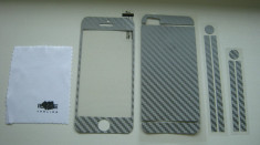 Folie carbon 3D full body fata spate + laterale Apple iPhone 5 5S Silver by ISME foto