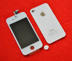 Set Original iPhone 4S alb (Display+Touchscreen+Capac+Buton)+folii protectie foto