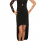 Rochie lunga neagra asimetrica,lycra si dantela , okazie,seara,cocktail