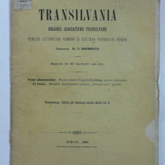 REVISTA TRANSILVANIA - SIBIU - NR I - II ANUL 1896 - DIRECTOR DR. C. DIACONOVICH
