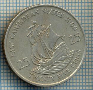 1049 MONEDA -EAST CARIBBEAN STATES - 25 CENTS -anul 1989 -starea care se vede foto