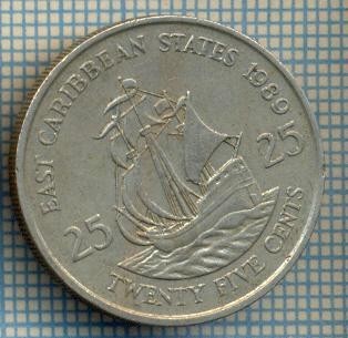 1049 MONEDA -EAST CARIBBEAN STATES - 25 CENTS -anul 1989 -starea care se vede