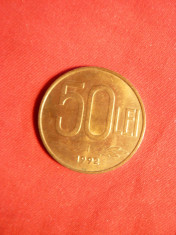 Moneda 50 Lei 1992 Romania ,alama , cal.apr.NC ,luciu foto