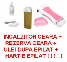 INCALZITOR CEARA - KIT EPILARE - SET EPILAT - APARAT INCALZIT CEARA + CARTUS CEARA + HARTIE EPILAT + ULEI DUPA EPILAT foto