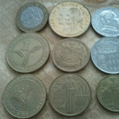 Lot 9 monede Monaco, 55 grame, 200 roni, taxele postale zero roni