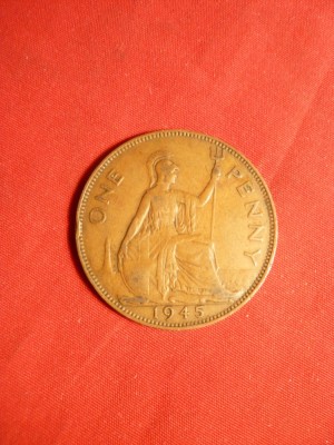 Moneda 1 Pence 1945 Anglia ,George VI ,bronz, cal.F.Buna foto