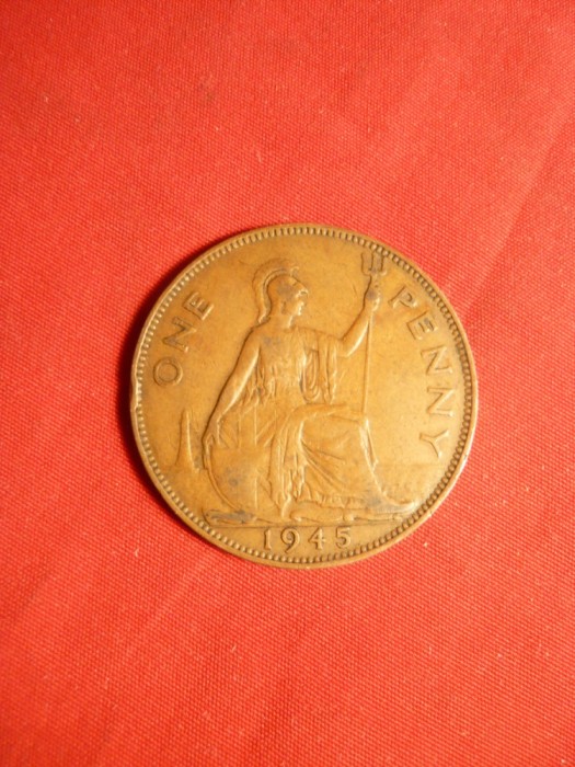 Moneda 1 Pence 1945 Anglia ,George VI ,bronz, cal.F.Buna