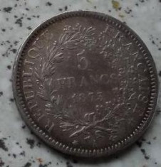 5 francs / franci 1873 Franta, argint foto