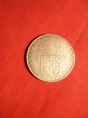 Moneda 1 Kor. 1961 Suedia , argint , cal. f. buna foto