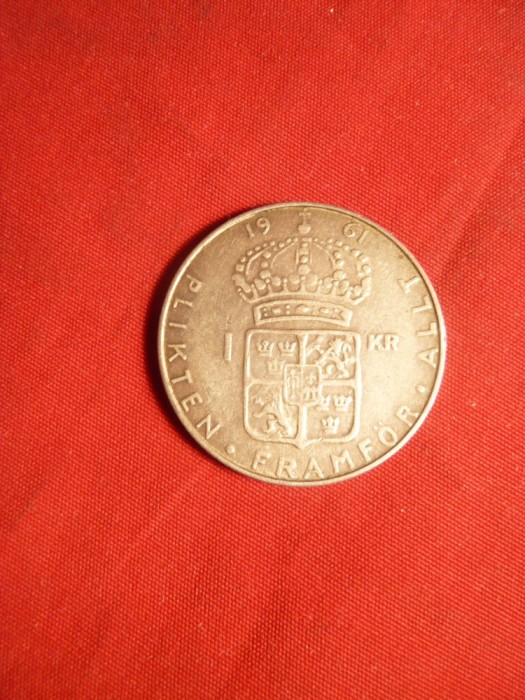 Moneda 1 Kor. 1961 Suedia , argint , cal. f. buna