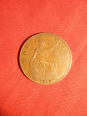 Moneda 1 Pence 1919 Anglia ,George V ,bronz, cal.Buna