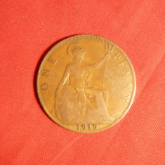 Moneda 1 Pence 1919 Anglia ,George V ,bronz, cal.Buna