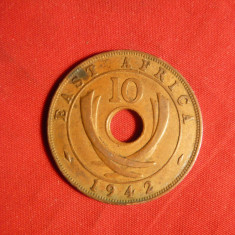 Moneda 10 Cent 1942 East Africa - Colonie Engleza , bronz