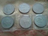 Lot 6 medalii Anglia, necirculate, nichel, nu argint, 50 roni bucata,300 roni setul,taxele postale 0 roni sau 100 roni bucata + taxele postale 10 roni