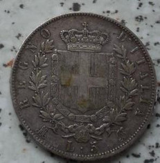 5 lire 1875 Italia, argint foto