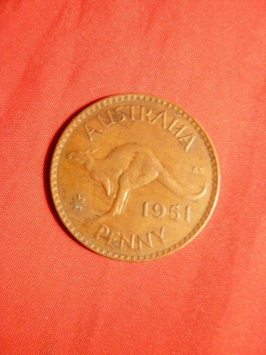 Moneda 1 Pence 1951 George VI Australia , bronz , cal.FF Buna