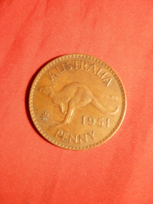 Moneda 1 Pence 1951 George VI Australia , bronz , cal.FF Buna